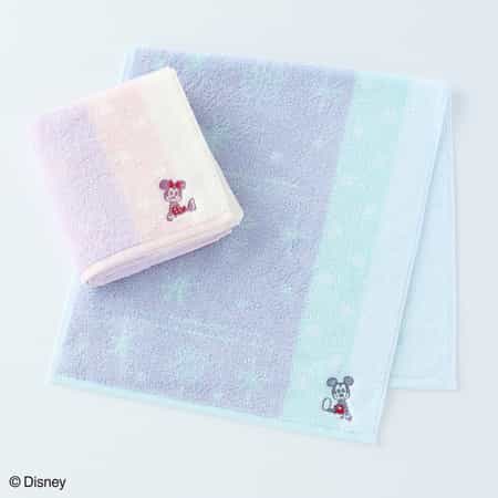 モチーフミッキー＆ミニー フェイスタオル（単品）
