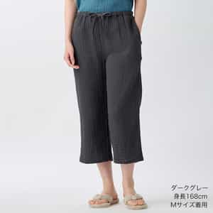 クレープガーゼベーシックレディスクロップドパンツ