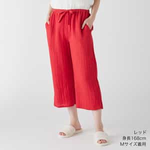 クレープガーゼベーシックレディスクロップドパンツ