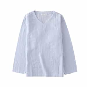 マシュマロガーゼ メンズ Vネック長袖Tシャツ