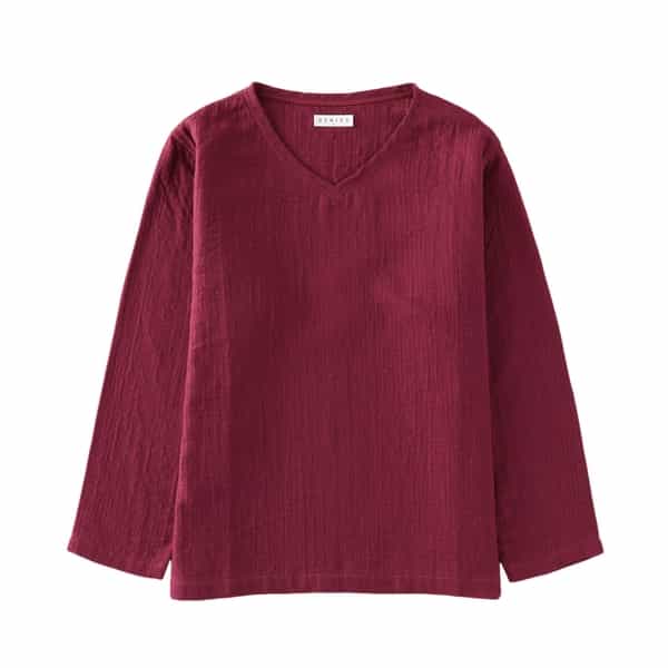 マシュマロガーゼ メンズ Vネック長袖Tシャツ