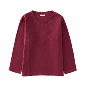 マシュマロガーゼ メンズ Vネック長袖Tシャツ