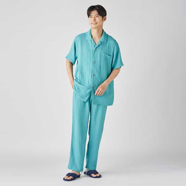 クレープガーゼメンズパジャマ半袖シャツ 上下別売
