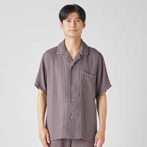 クレープガーゼメンズパジャマ半袖シャツ 上下別売