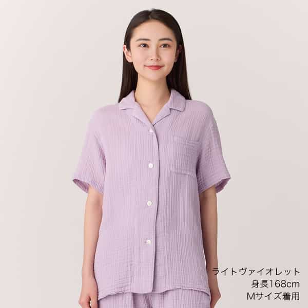 クレープガーゼレディスパジャマ半袖シャツ 上下別売