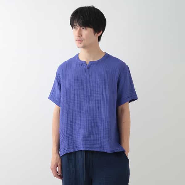 クレープガーゼ ヘンリーネックTシャツ