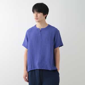 クレープガーゼ ヘンリーネックTシャツ