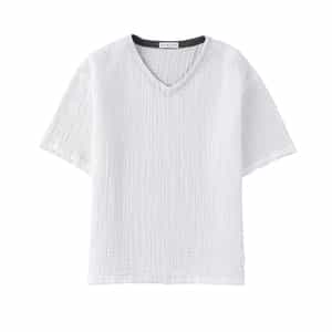 クレープガーゼ メンズ ＶネックＴシャツ