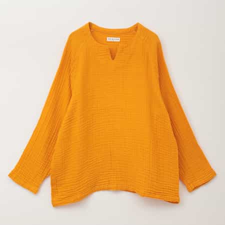 クレープガーゼ メンズキーネック長袖Ｔシャツ
