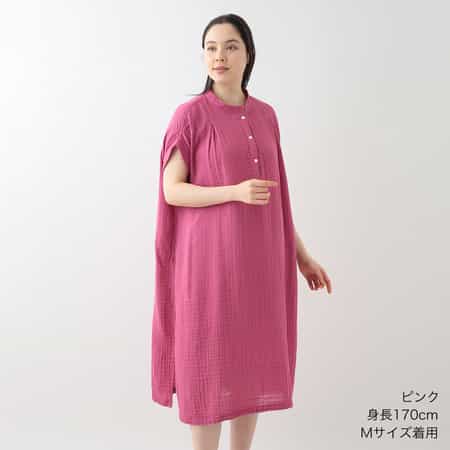 クレープガーゼ ショルダータックワンピース